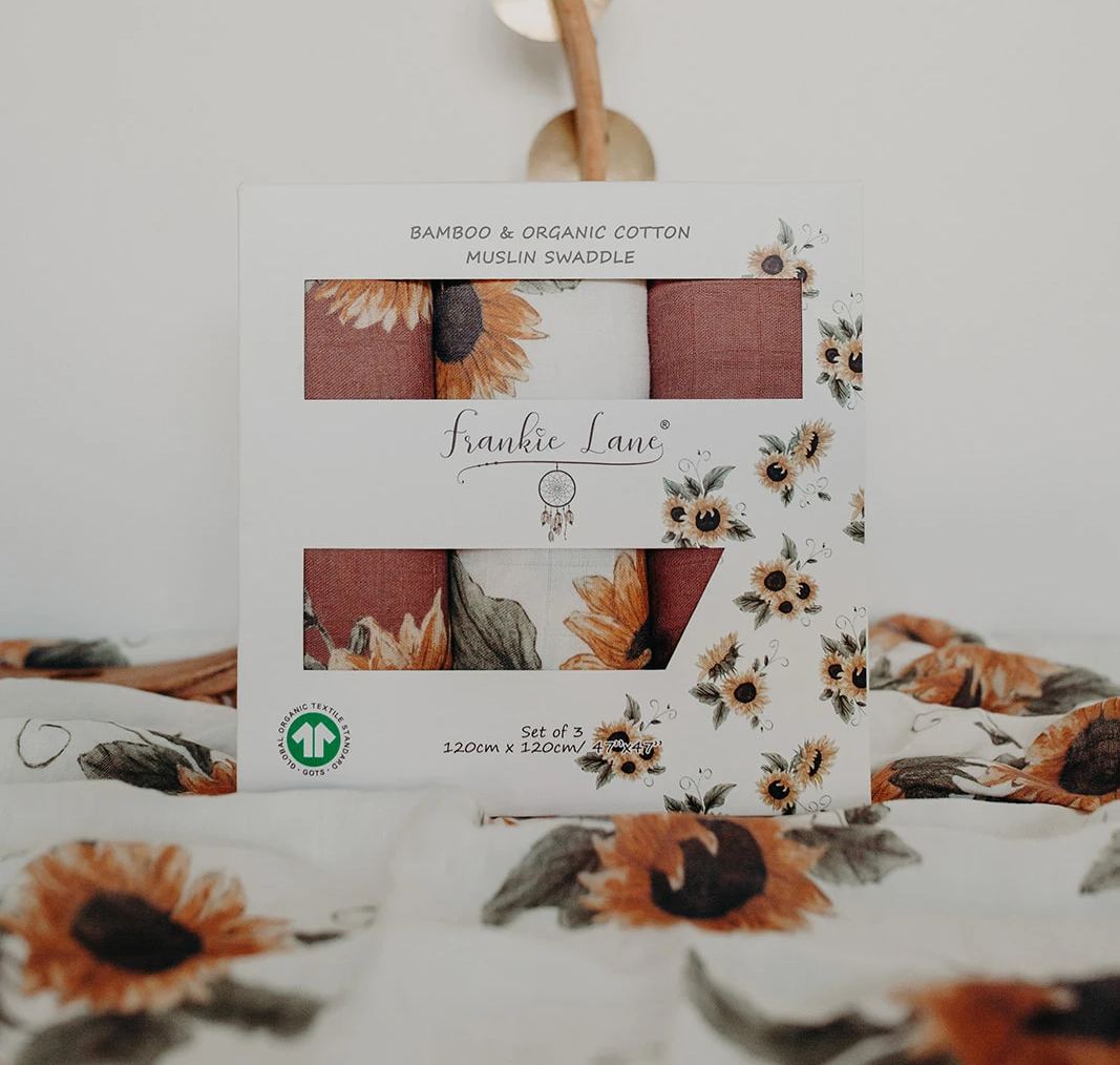 Muslin Swaddle Set Sonnenblumen & Terracotta