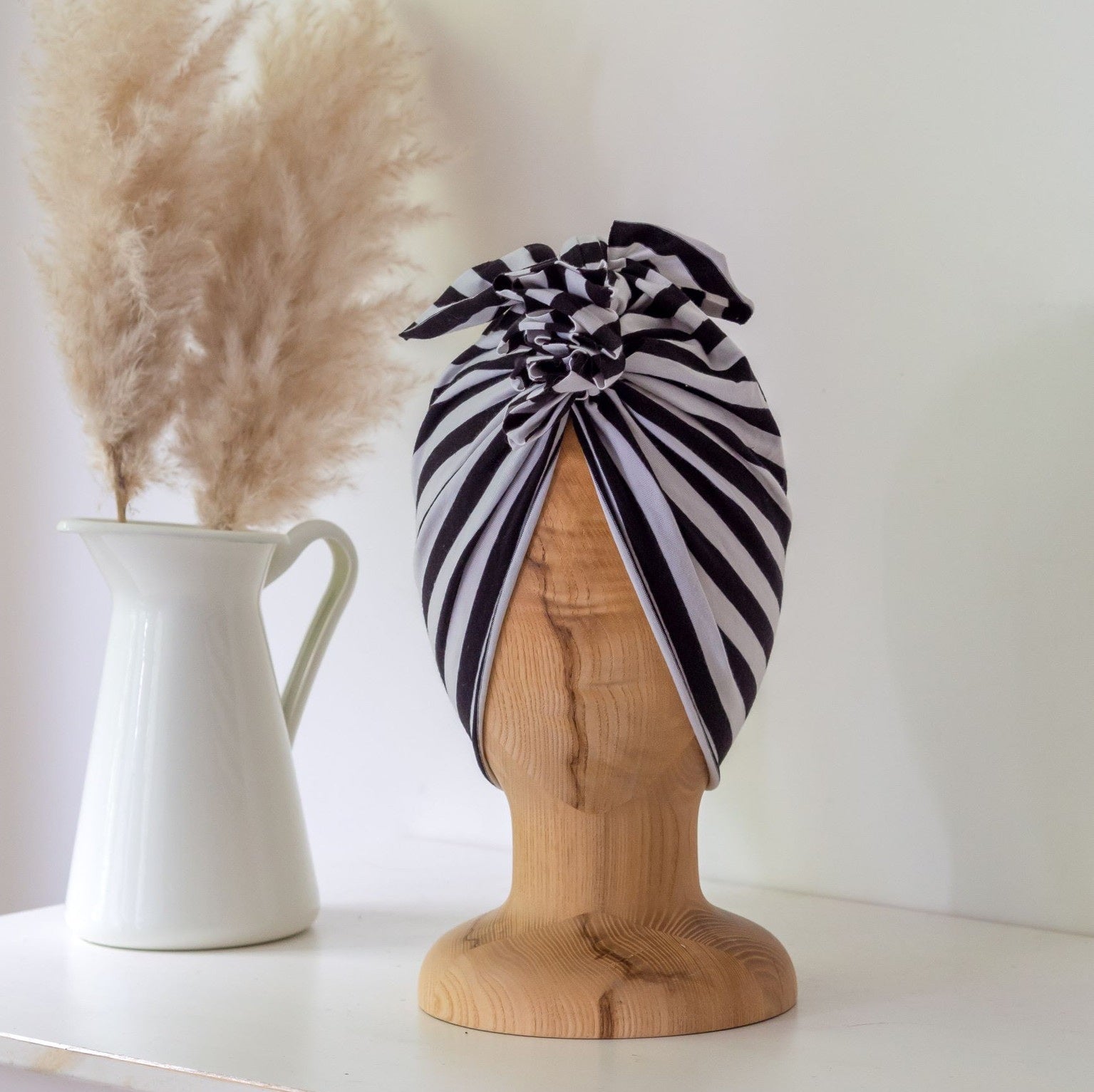 Turban Organic Streifen BlackWhite