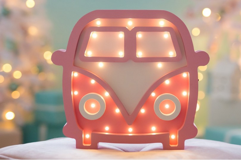 LED Nachtlampe Hippiebus Pink