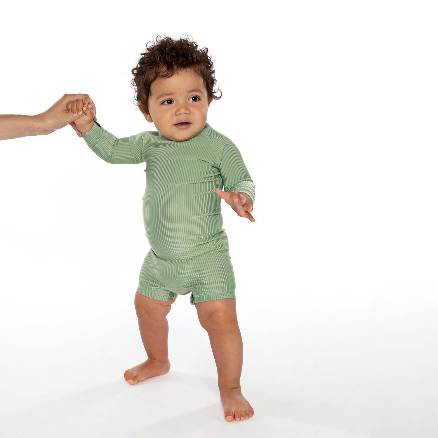 UV Badeoverall Baby Ribbed Basil