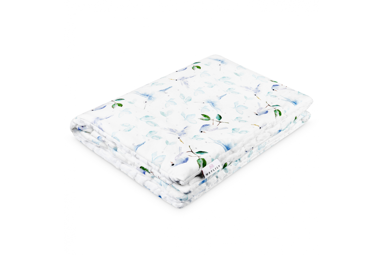 Decke Luxe Heavenly Birds Weiss gefüttert