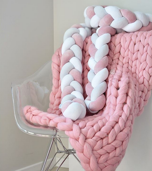 Tour de lit, rose antique - blanc - gris clair